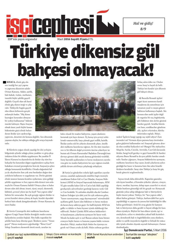 İşçi Cephesi gazetesi.